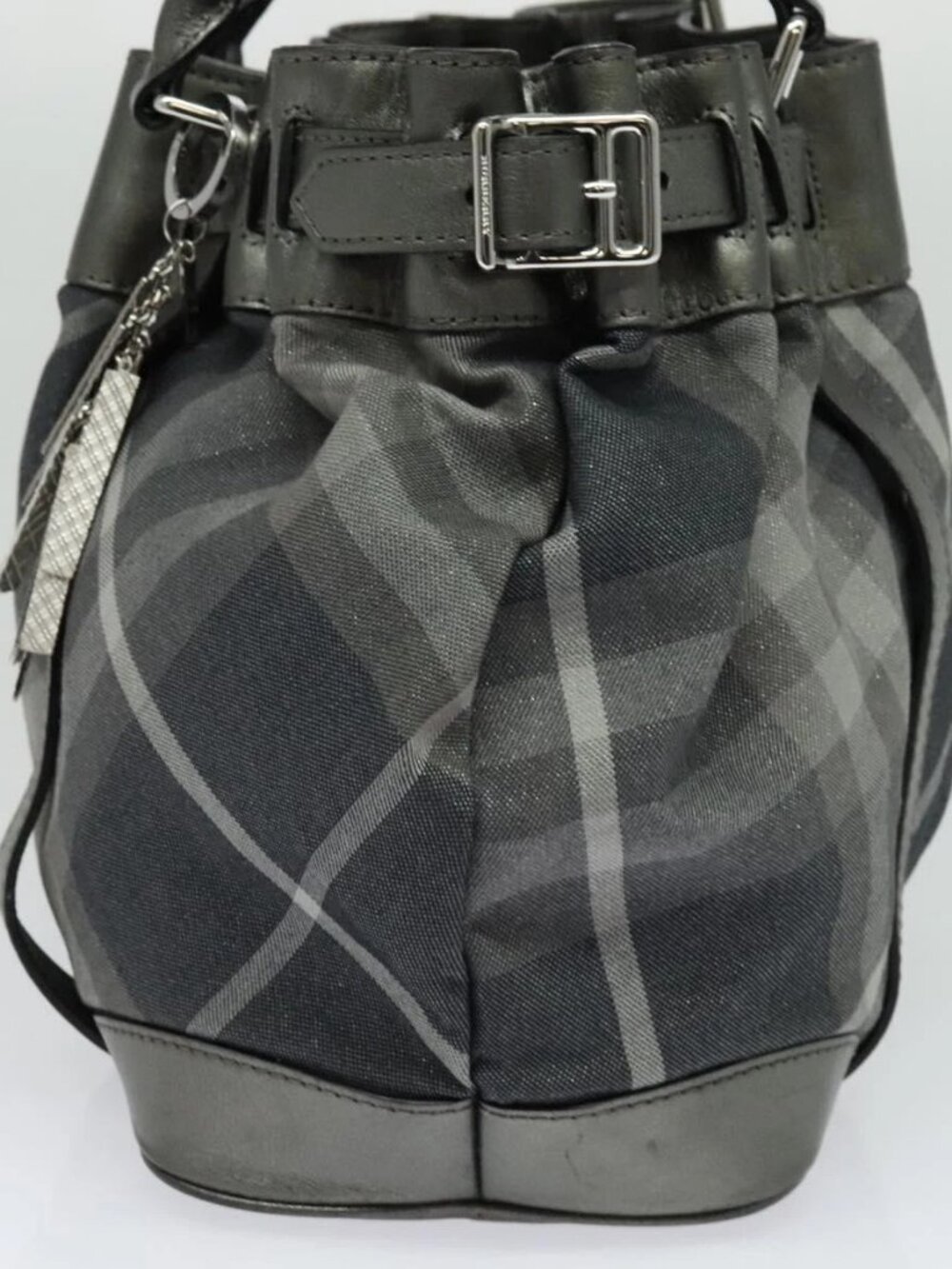 BURBERRY Tote Bag Canvas Black Silver Auth am8188 - Picture 6 of 16